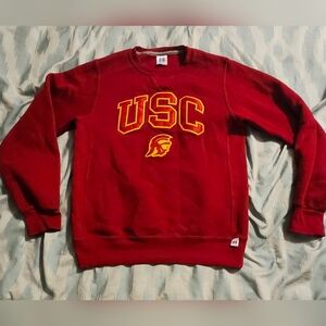 Vtg.USC Crew Neck Sweatshirt Men's Small Red Yellow Russell Athletic Embroidered
